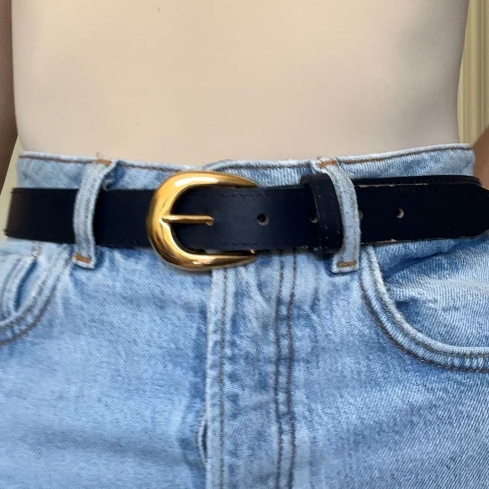 Navy and brass vintage belt